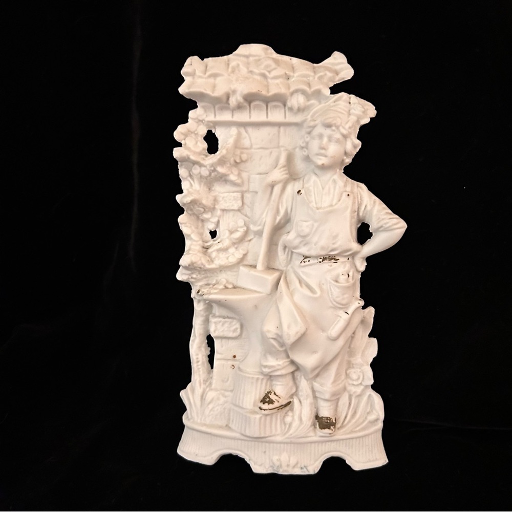 Antique German Carl Schneider Ornate Bisque Figurine- Cook at the Stove